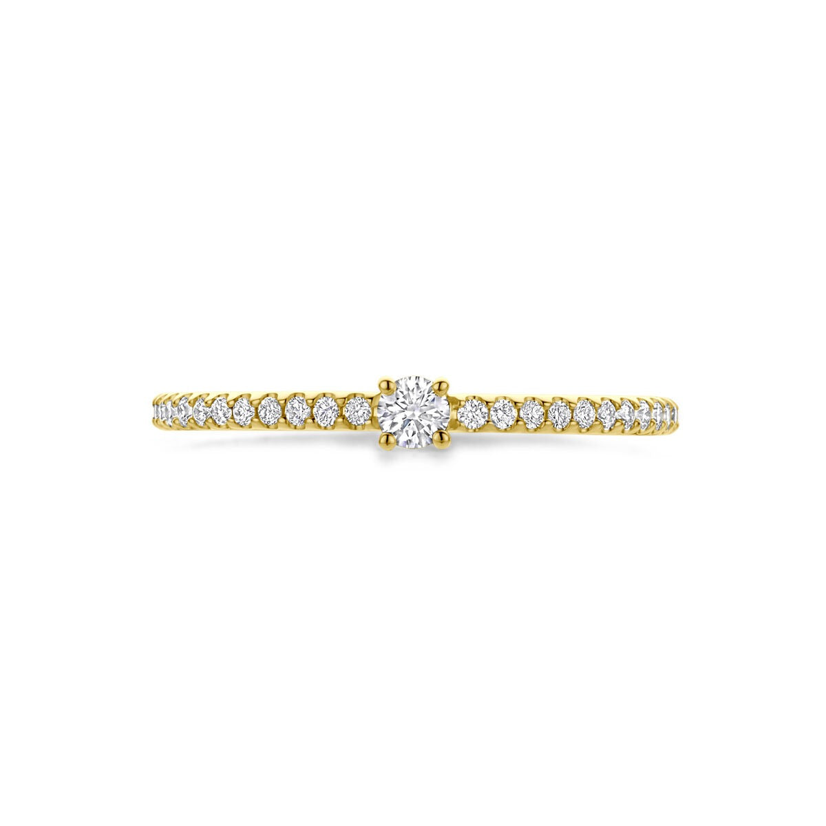 Bague pour femme en or jaune 14k avec diamant - sertissage solitaire