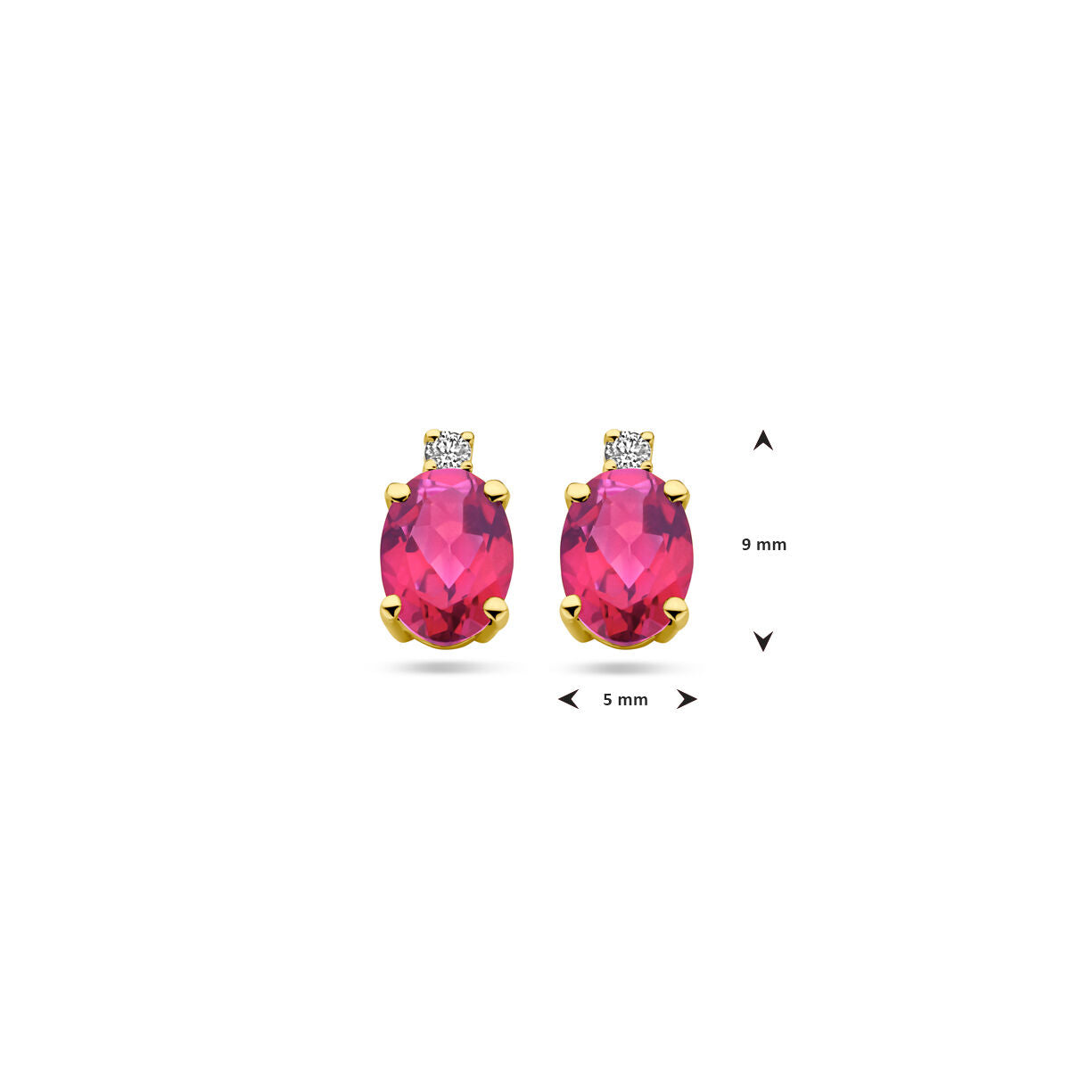 Puces d'oreilles en or jaune 14k avec topaze rose et diamant