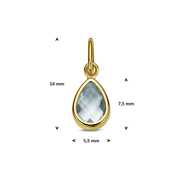 14k Geelgouden hanger met blauwe topaas