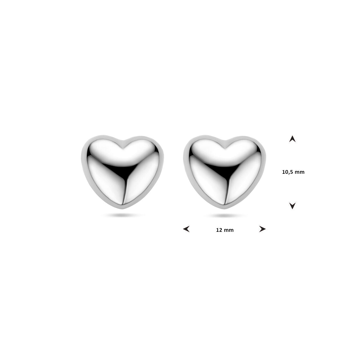 Puces d'oreilles en argent en forme de cœur – rhodié argent 925