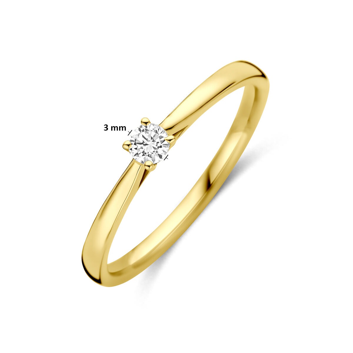 Bague en or jaune 14k avec diamant lab grown de 0,10 ct