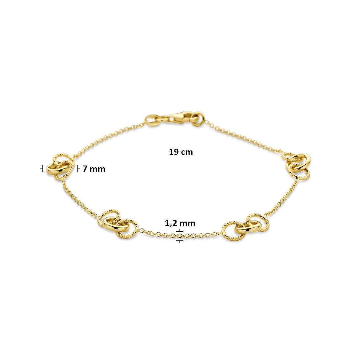 Bracelet pour femme en or avec des ronds – or jaune 14k