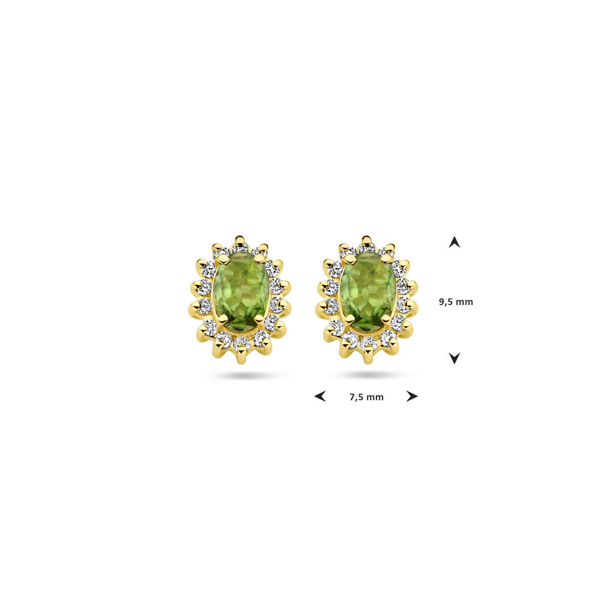 Puces d'oreilles en or jaune 14k avec tourmaline et diamant