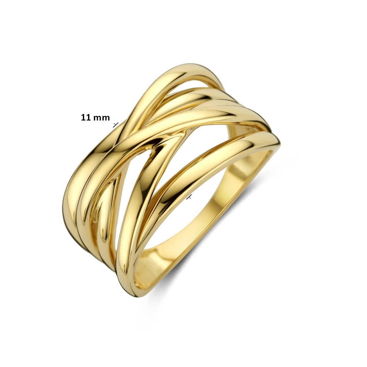 Bague pour femme en or jaune 14k avec large bande de 11 mm