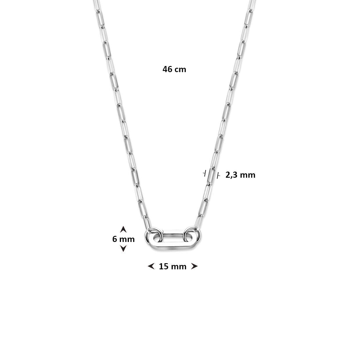Collier en argent en forme de trombone avec connecteur – rhodié argent 925