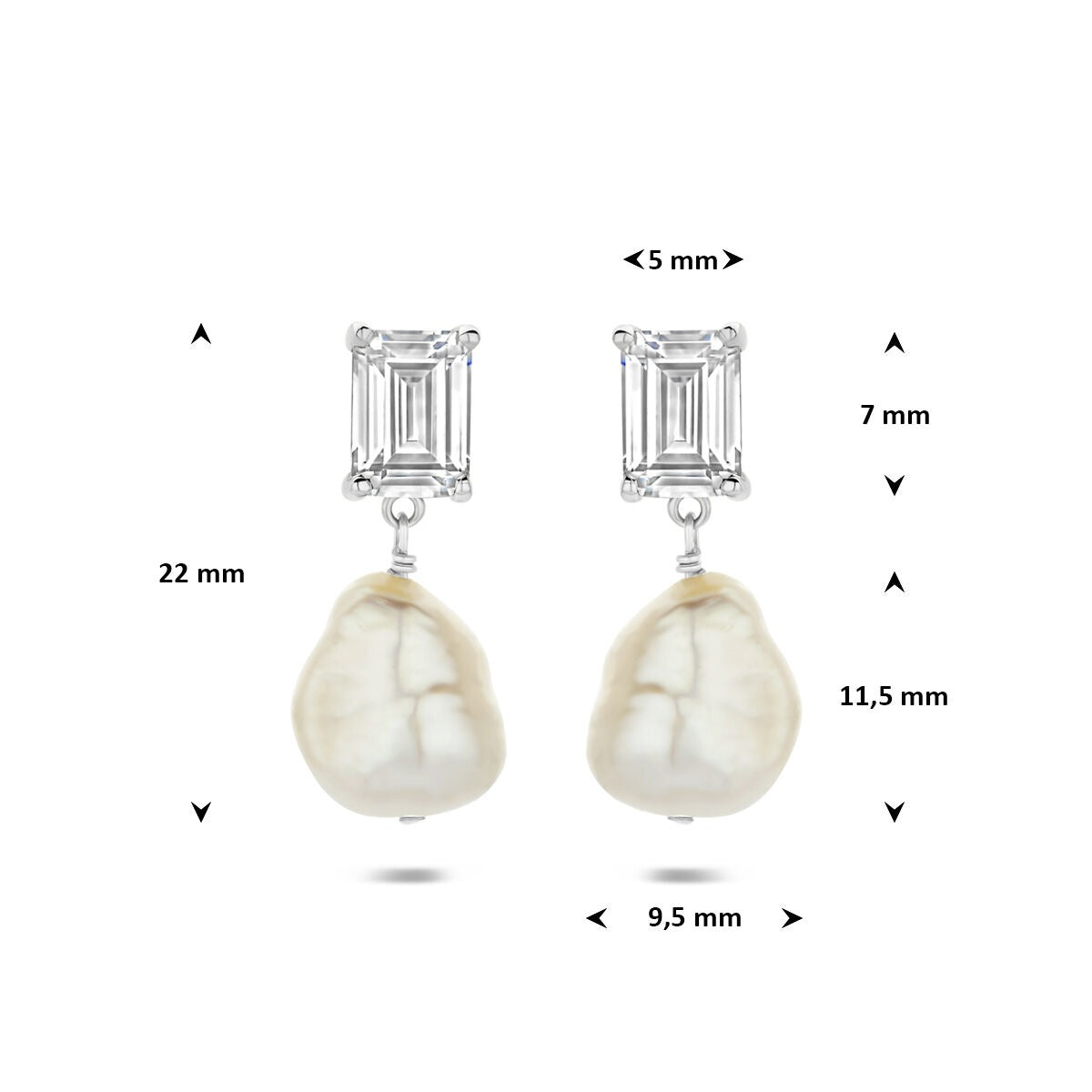 Boucles d'oreilles en argent 925 avec perle et zircone