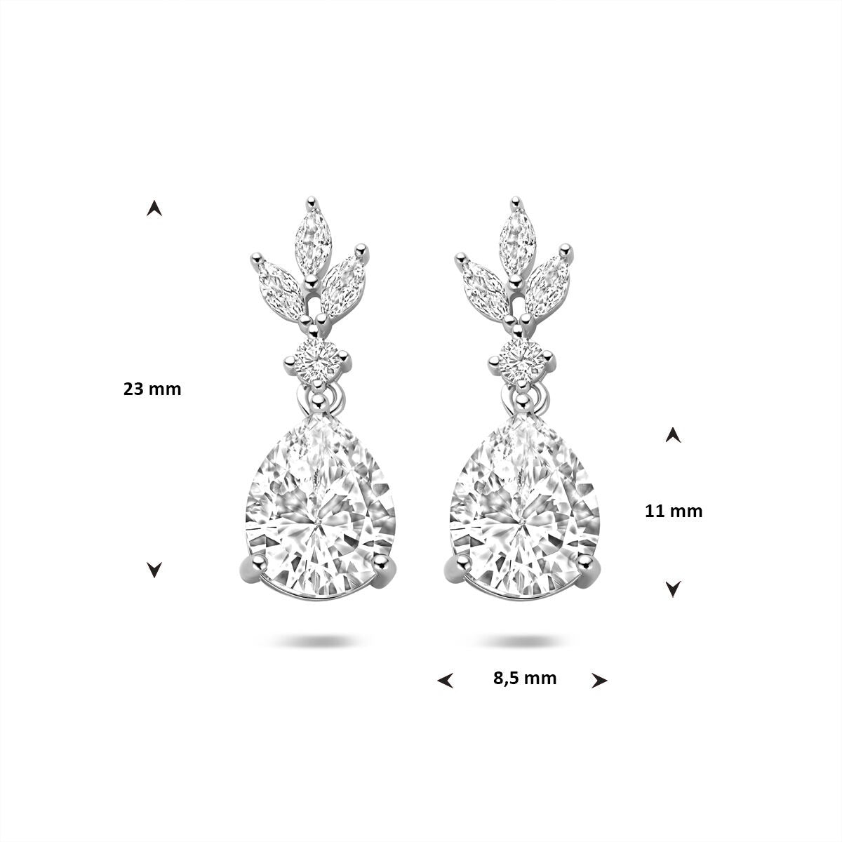 Boucles d'oreilles en argent rhodié avec zircone