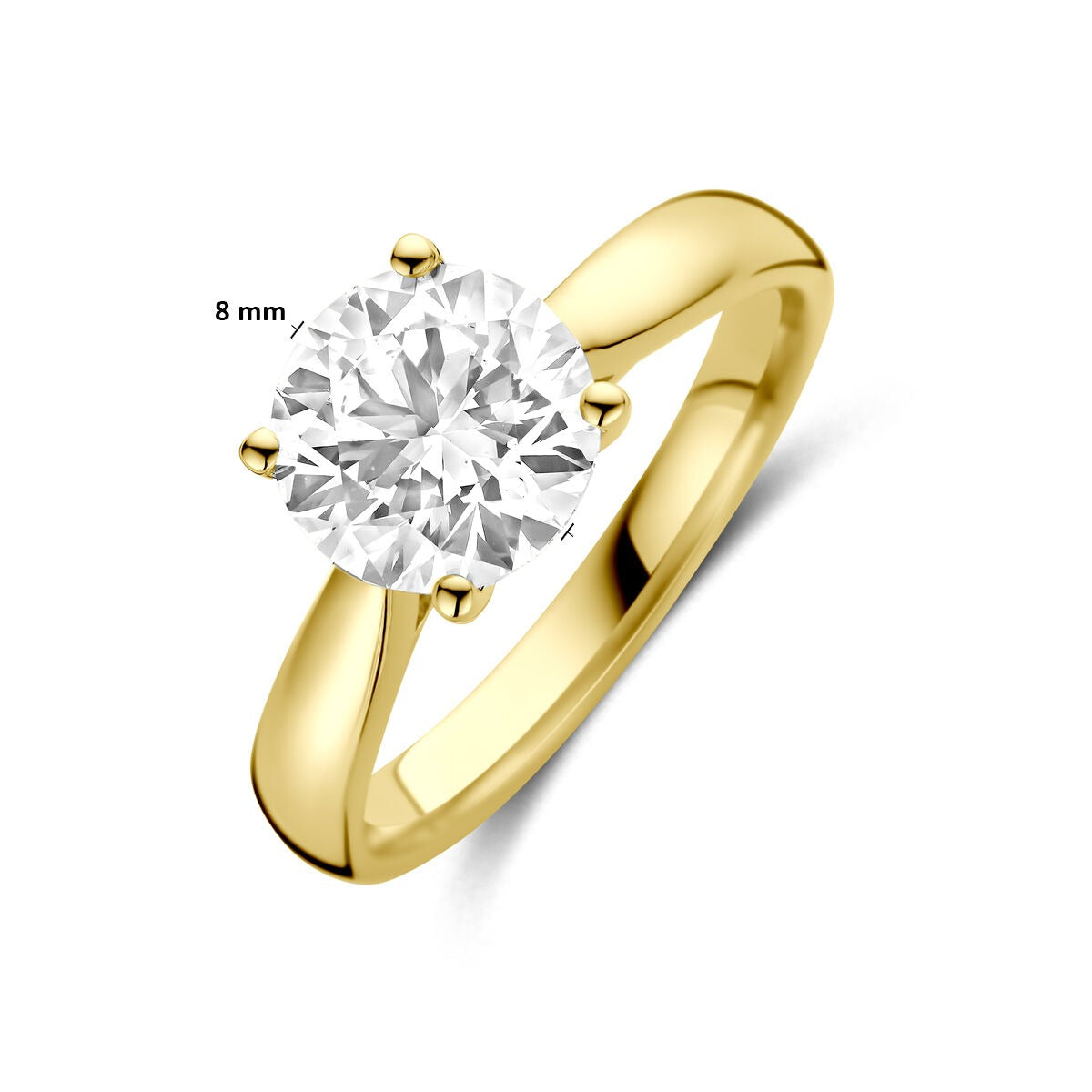 Bague en or jaune 14k avec diamant de culture de 2.00ct
