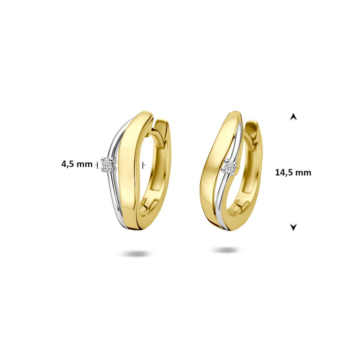 14k Geelgouden klapoorringen met diamant