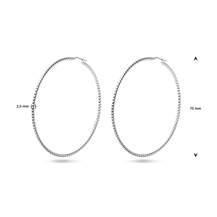 Zilveren oorringen – gerhodineerd 925 zilver, 75 mm