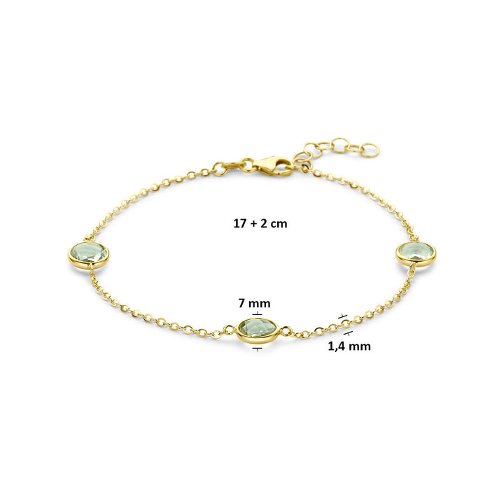 14k Geelgouden armband met groene amethist