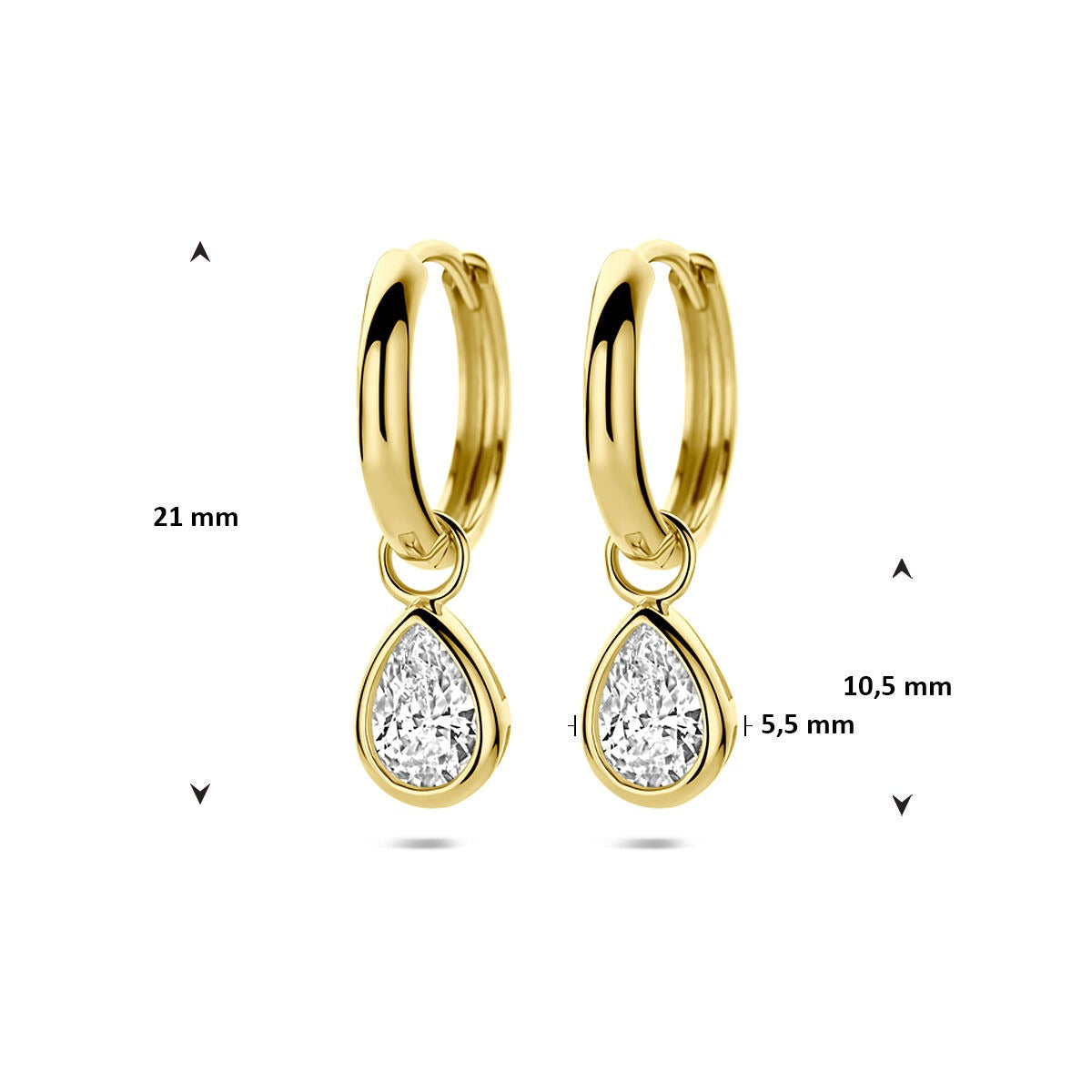 Créoles en or avec zircone – 9k couleur or jaune