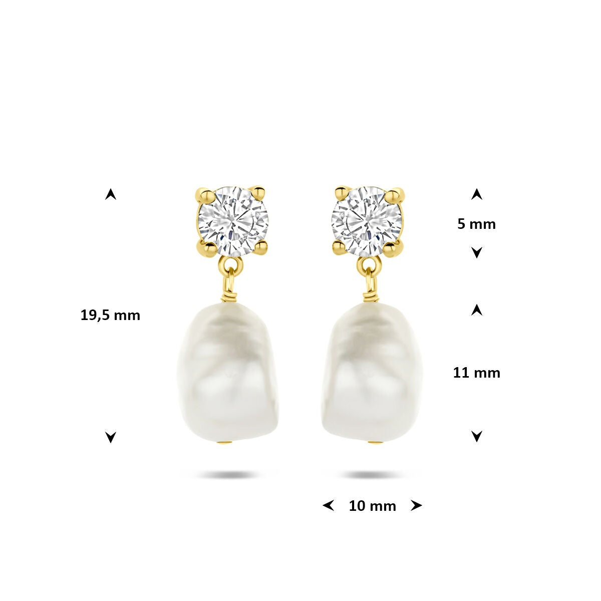 Boucles d'oreilles plaqué or 925 argent avec perle et zircone