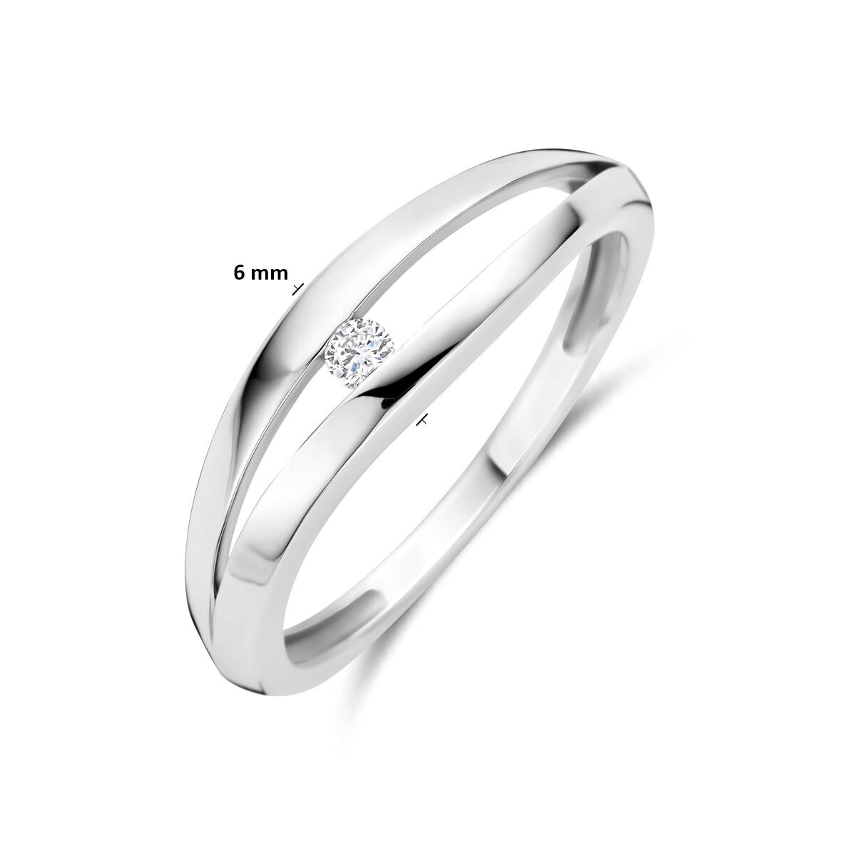 Bague en argent pour femme avec diamant cultivé en laboratoire – 6 mm de large