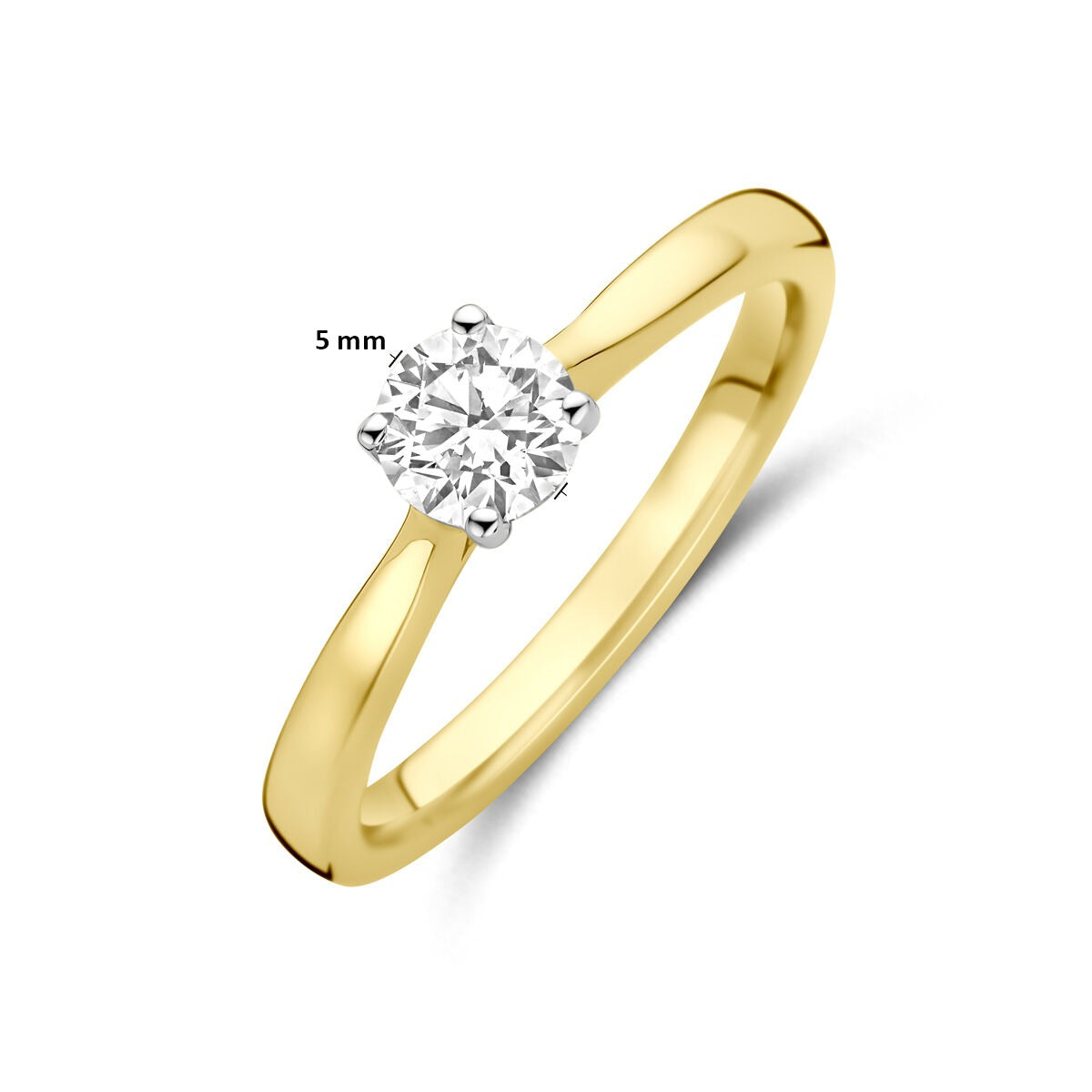 Bague en or jaune et blanc bicolore 14k avec diamant de 0,50 ct cultivé en laboratoire