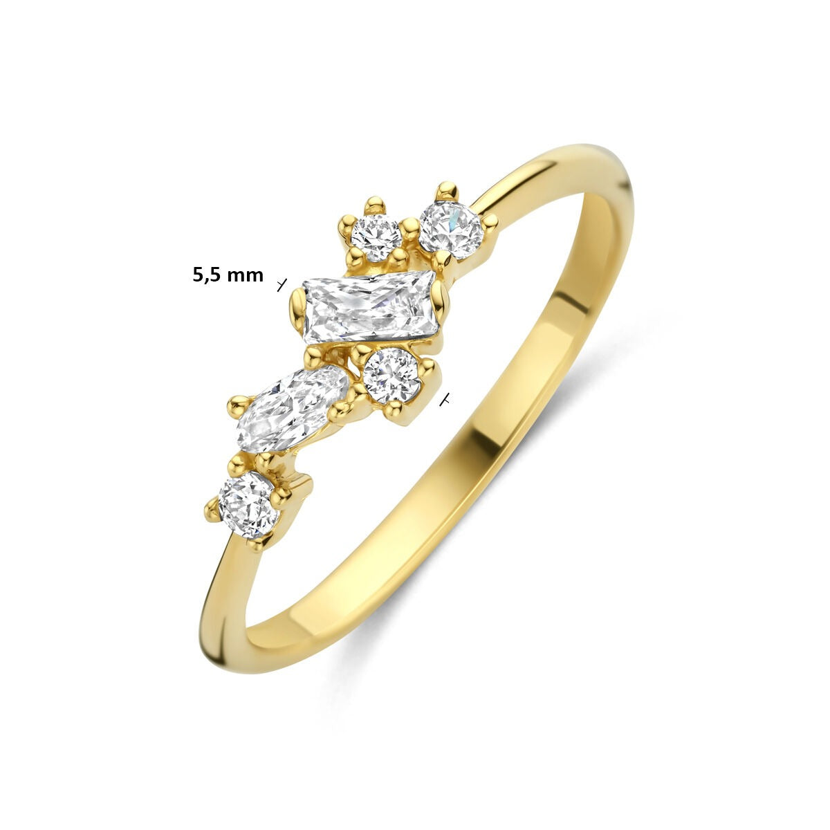 Bague pour femme en or jaune 14k avec zircone en sertissage entourage