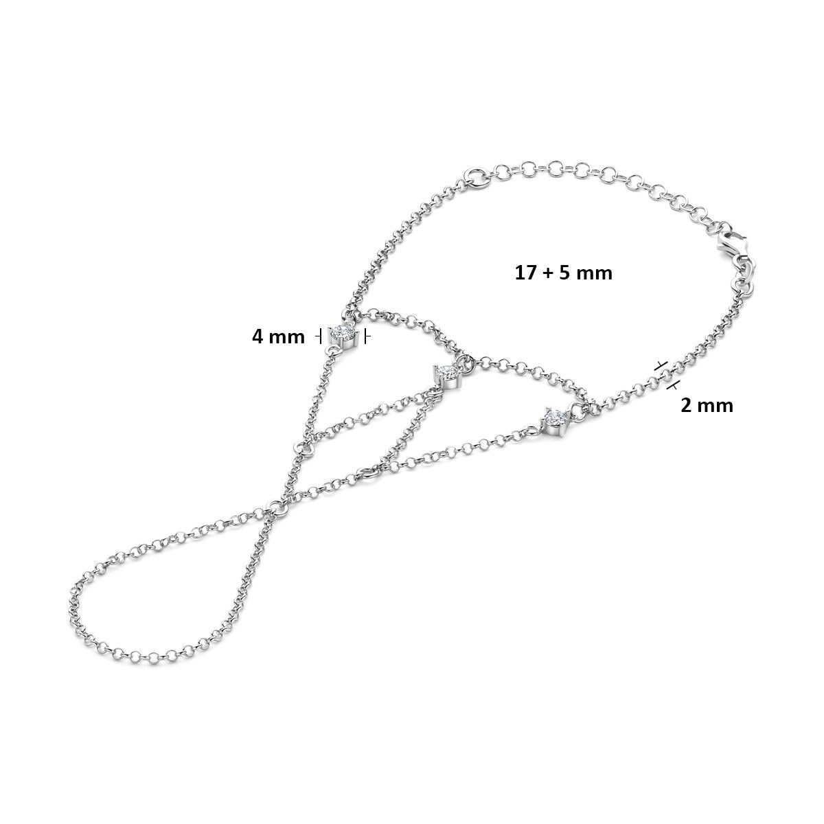 Bracelet en argent rhodié avec zircone
