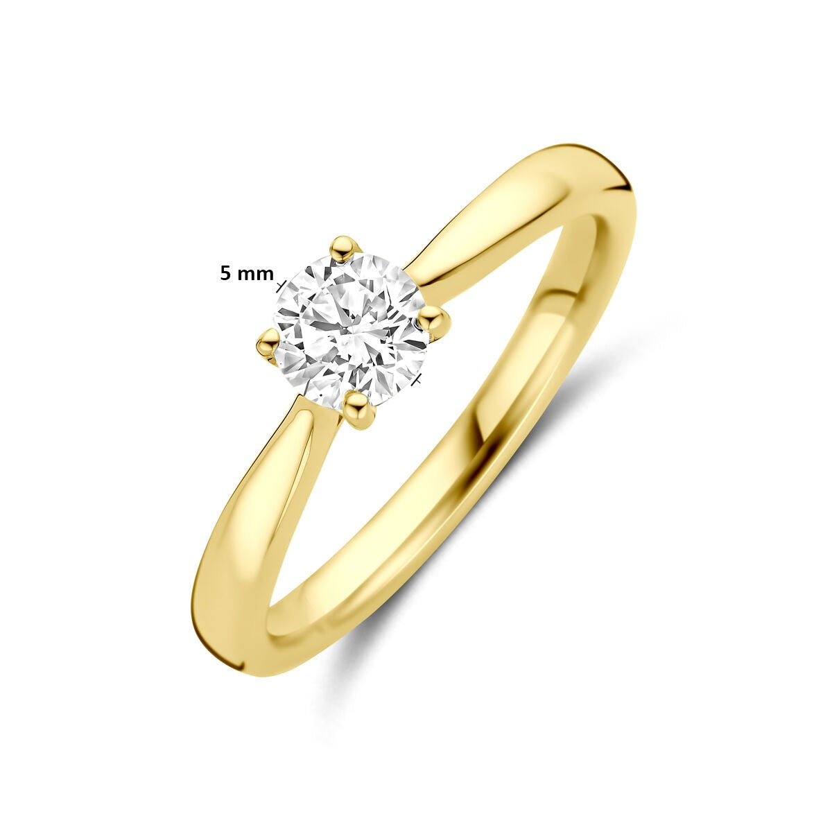 Bague en or jaune 14k avec diamant de 0,50 ct cultivé en laboratoire