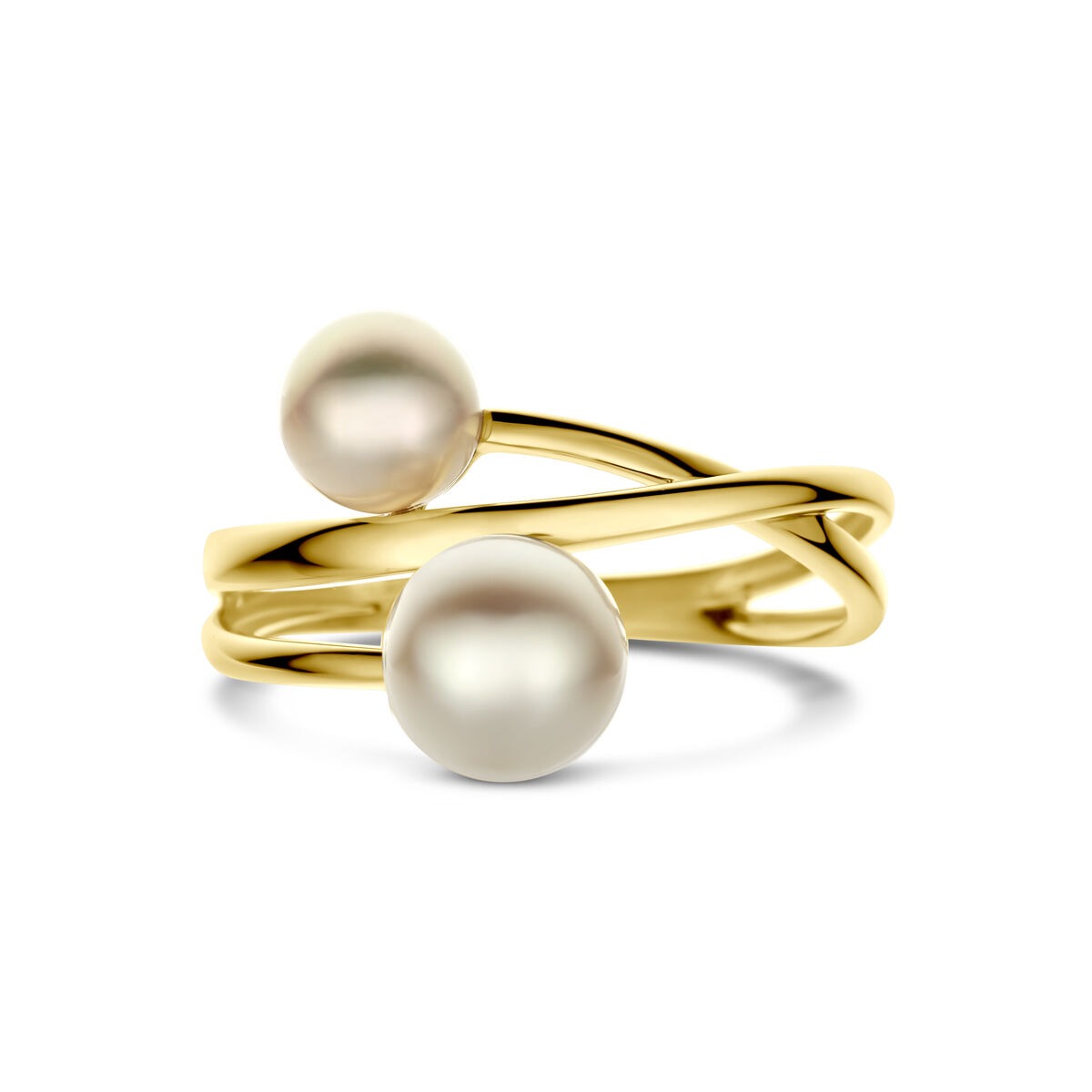 bague pour femme en or jaune 14k avec perles