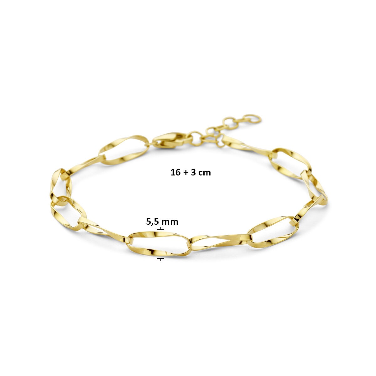 Bracelet en or jaune 14k pour femme maille ancre