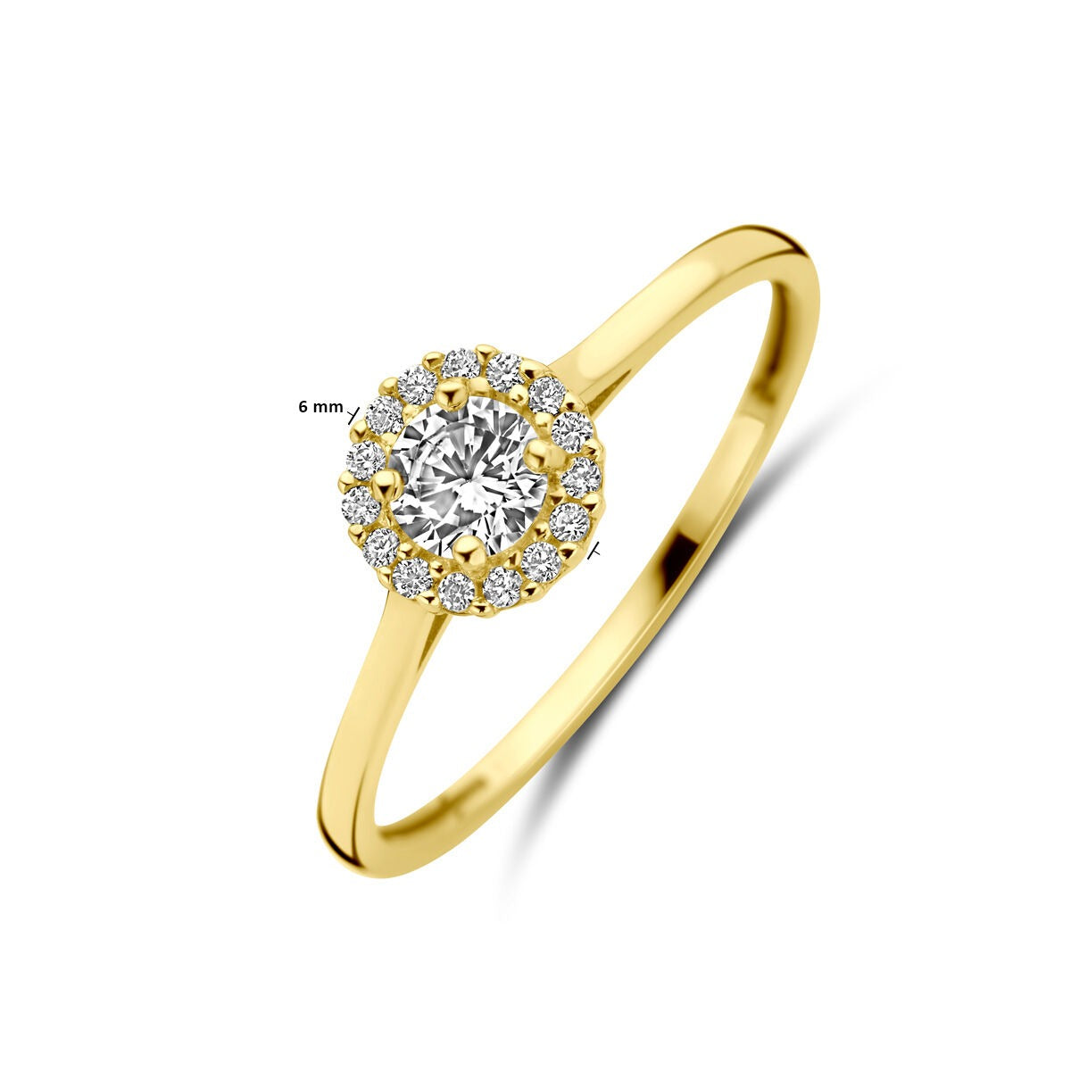 Bague pour femme en or jaune 14k avec zircone - sertissage entourage