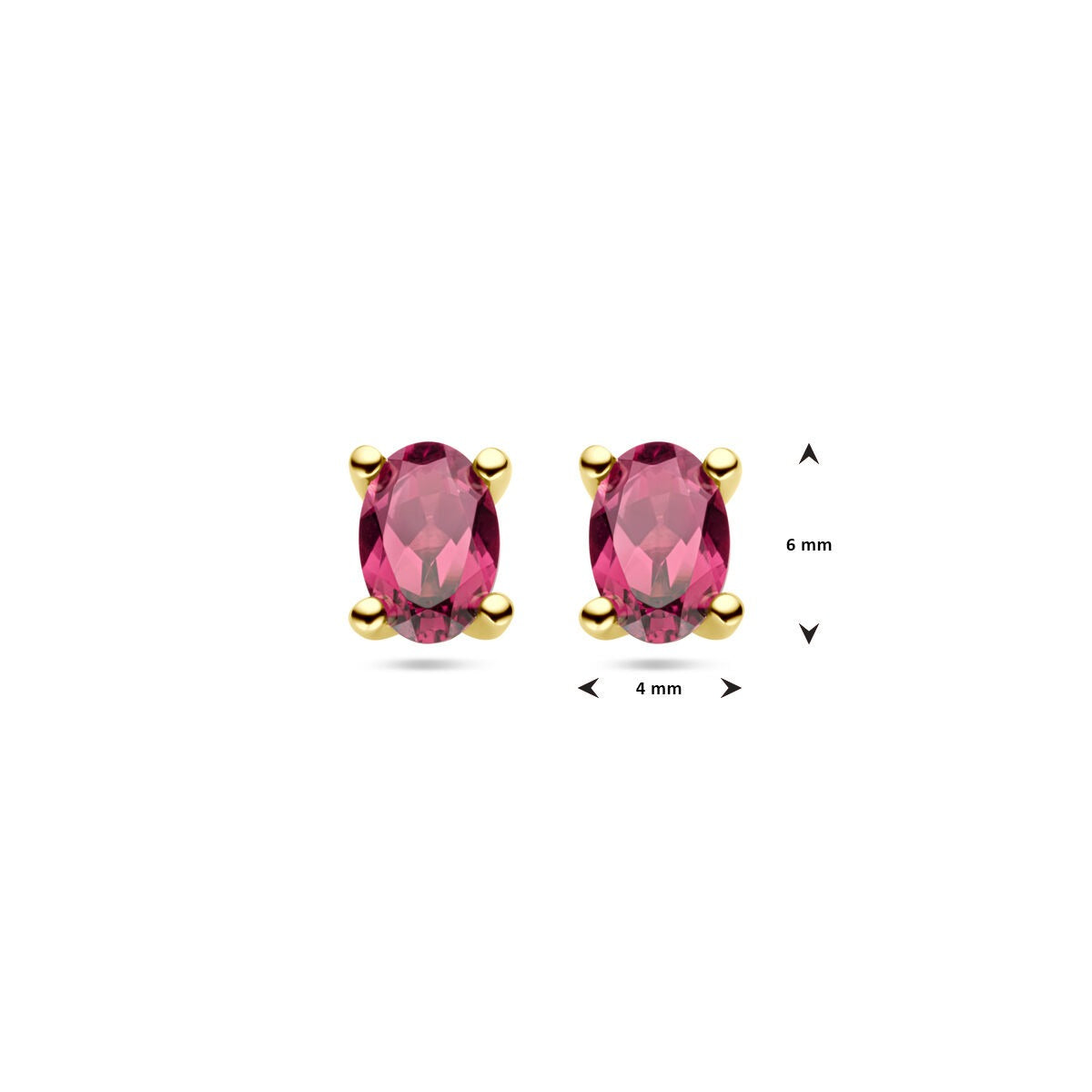 puces d'oreilles en or jaune 14k avec rhodolite rose