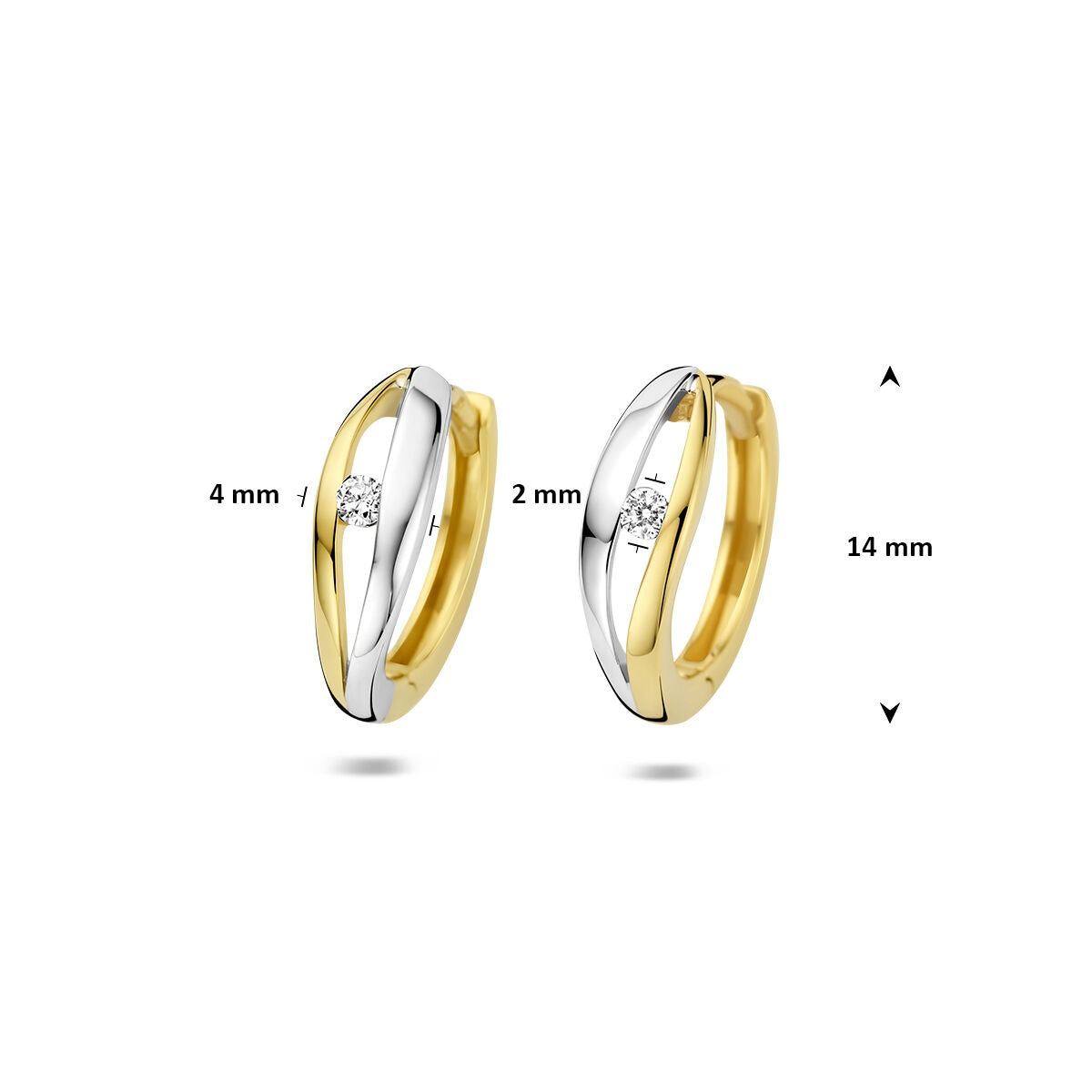 Créoles bicolores en or 14k avec diamant cultivé en laboratoire