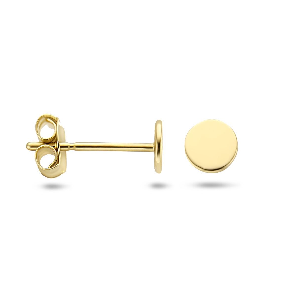 puces d'oreilles rondes en or jaune 9k
