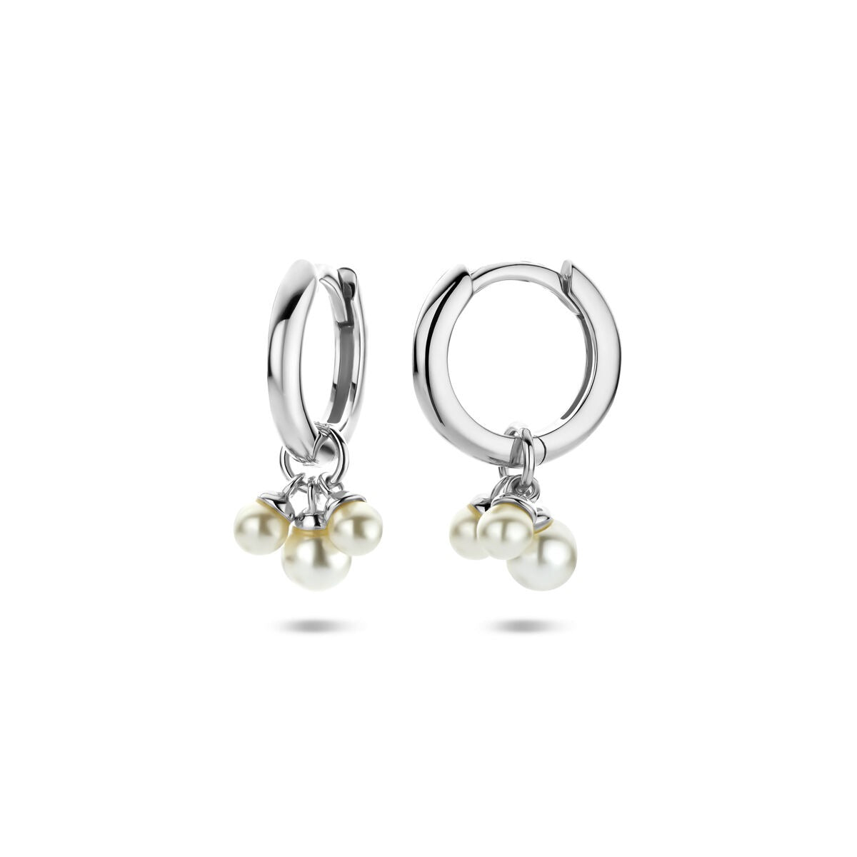Créoles en argent avec perles – rhodiées