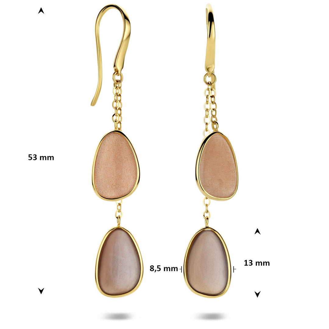 14k Geelgouden oorhangers met maansteen