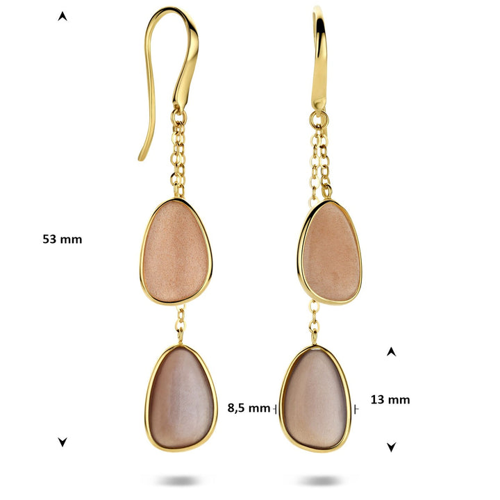 14k Geelgouden oorhangers met maansteen