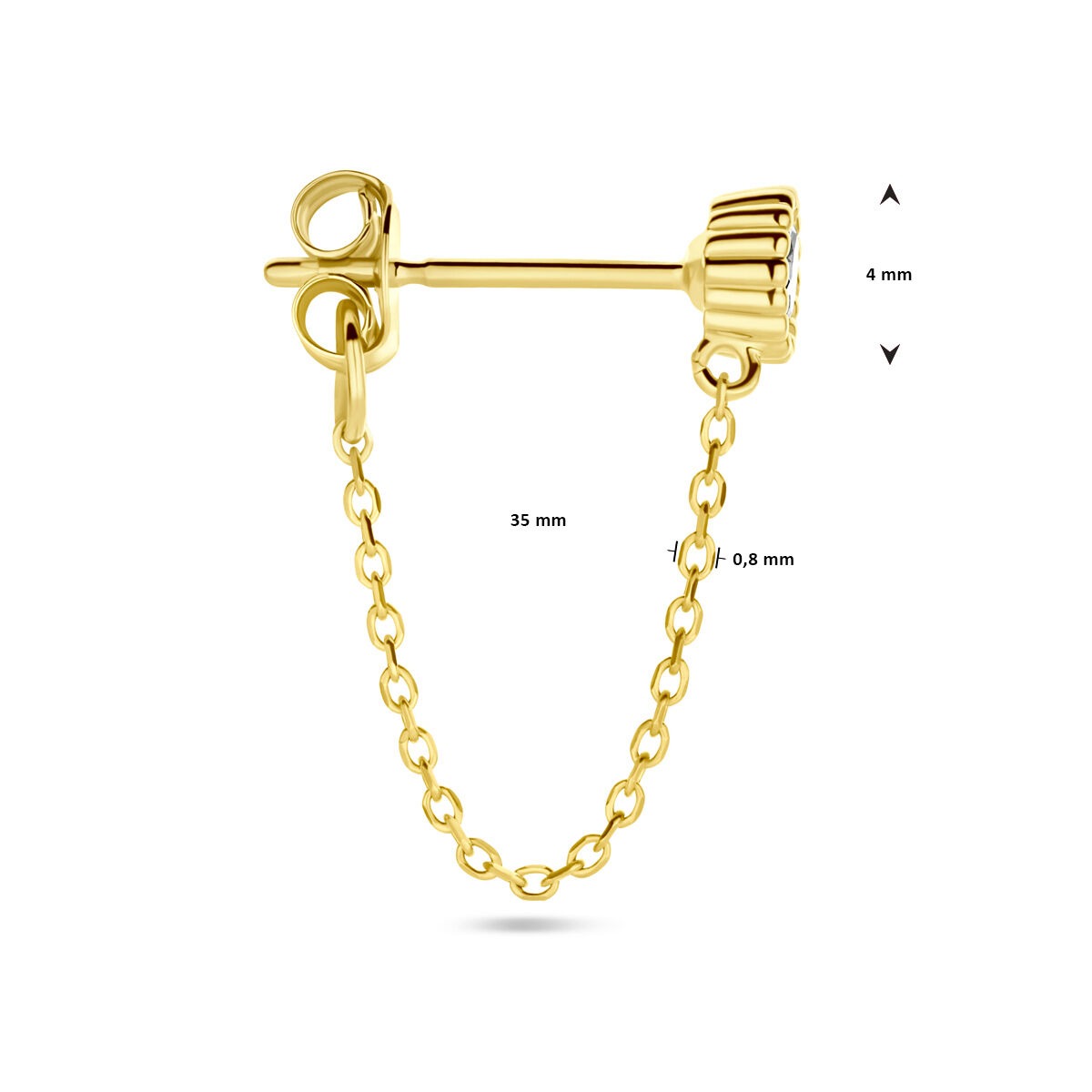 puce d'oreille en or jaune 14k avec zircone – vendu à l'unité