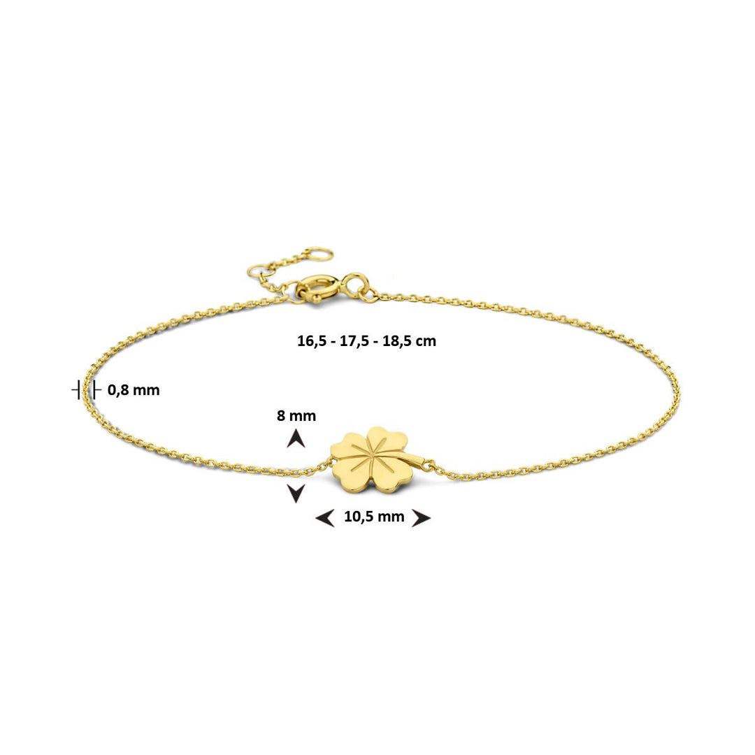 Geelgoudkleurige klaverarmband – 9k
