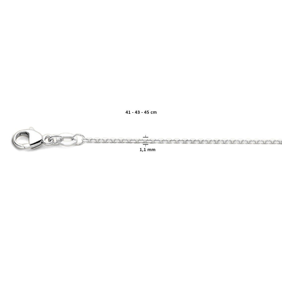 collier en or blanc pour femme – collier ancre 45 cm