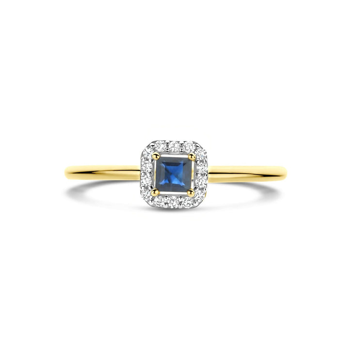 Gouden ring met saffier en diamant – 14k