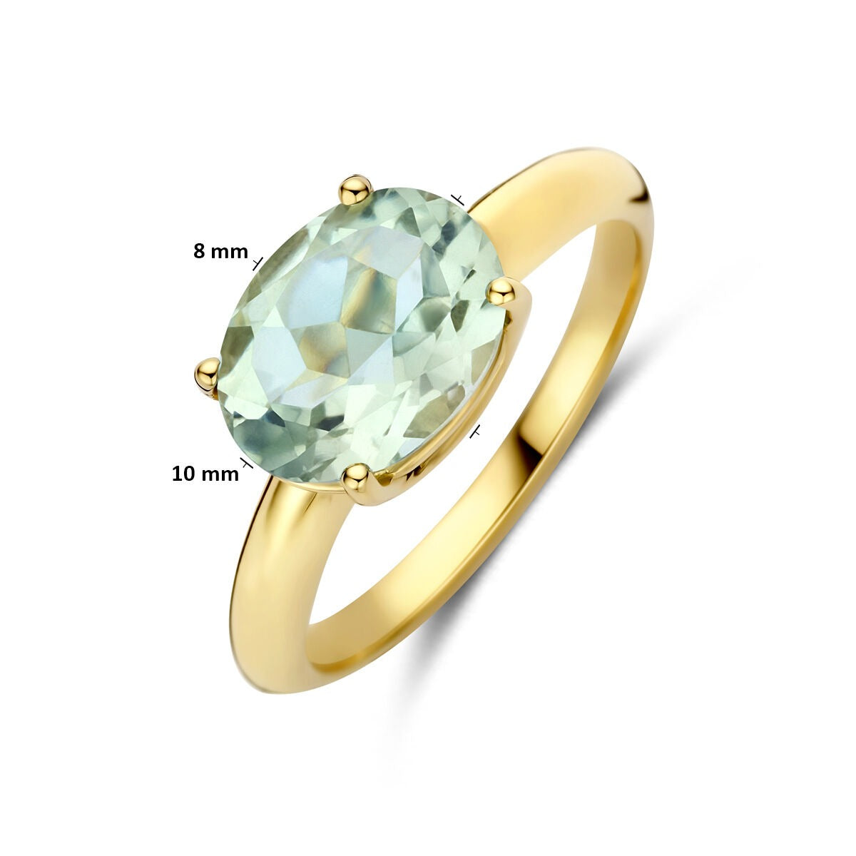 Bague en or jaune 14k avec améthyste verte