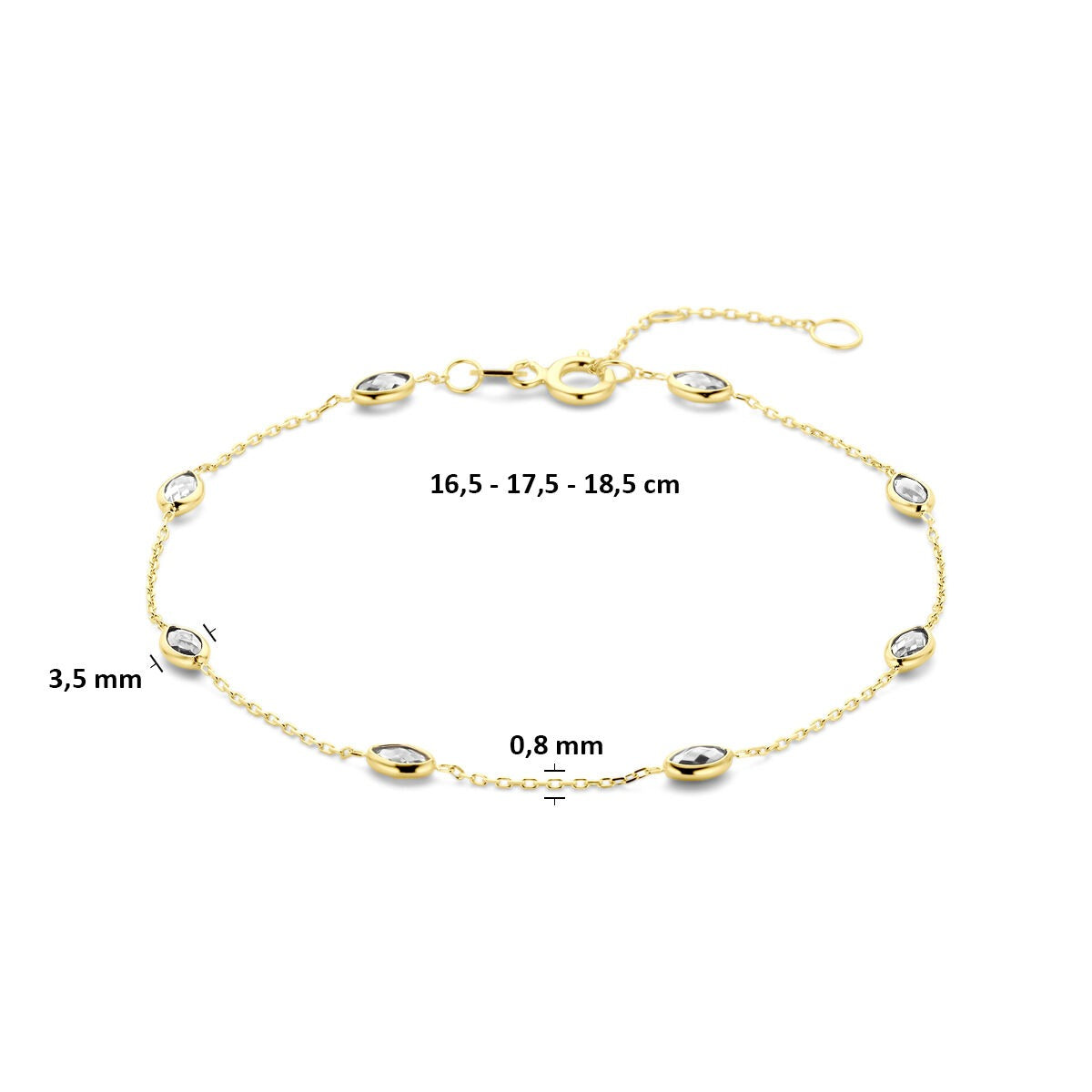 bracelet pour femme en or jaune 9k avec zircone