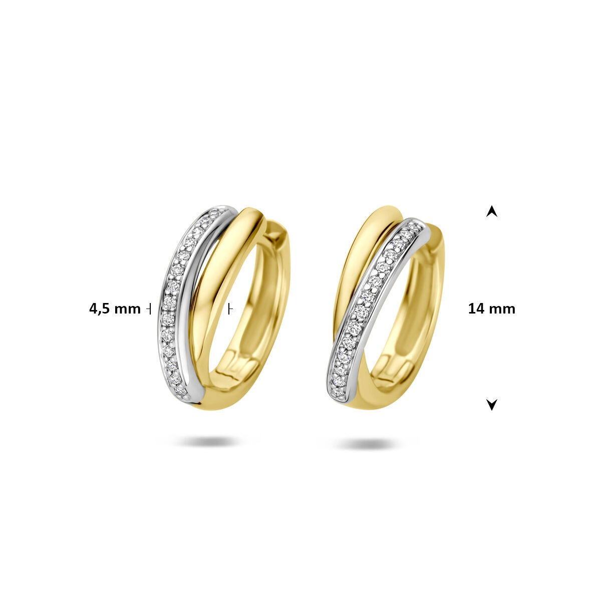 Créoles bicolores 14k avec diamant 0,09 ct
