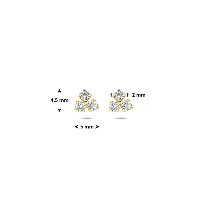 14k Geelgouden driehoek oorknoppen met lab grown diamant 0,07 ct