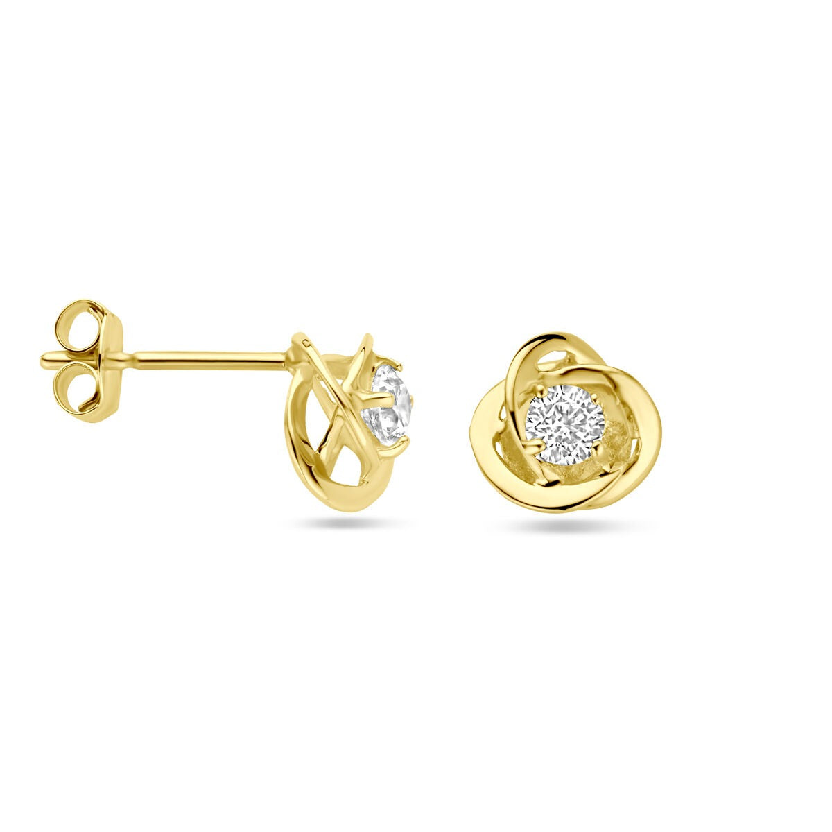 puces d'oreilles en or jaune 9k avec zircone 7 mm