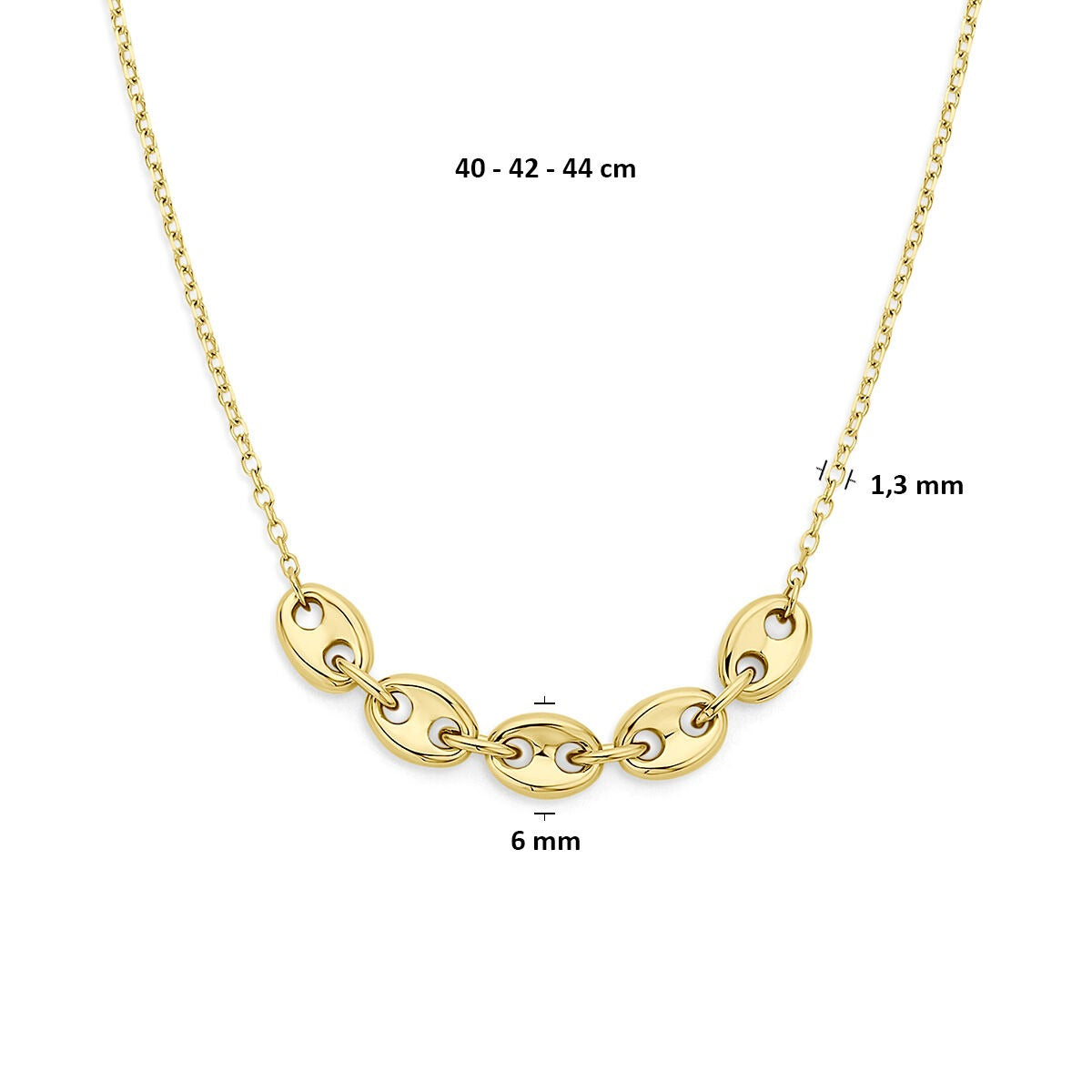 collier en or jaune en forme de grain de café
