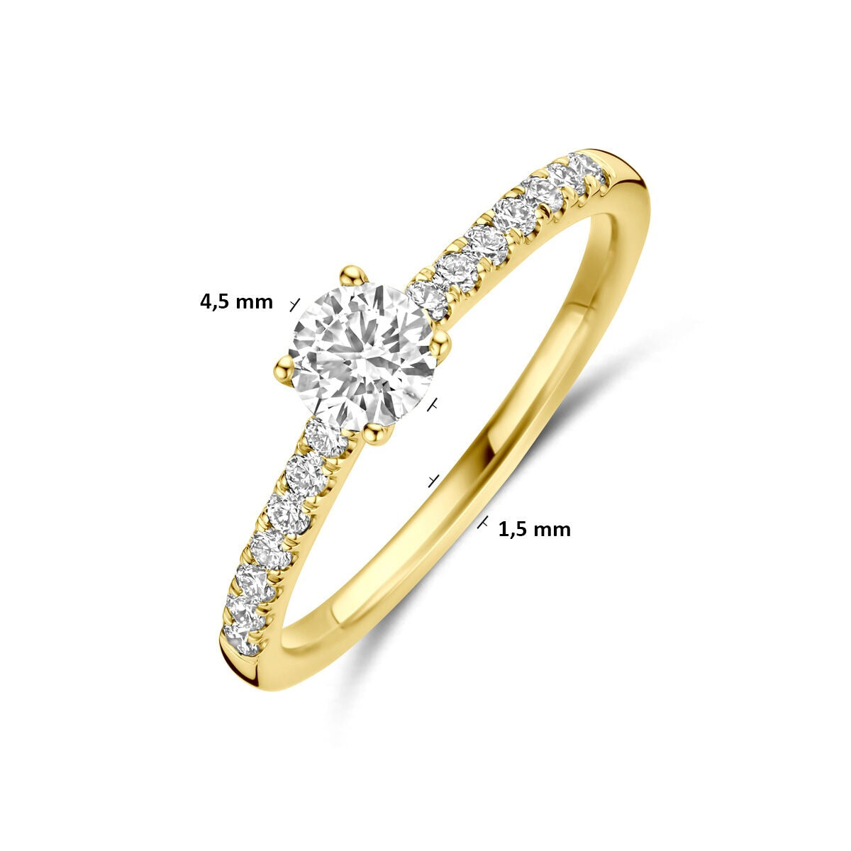 Bague en or 14k avec diamant cultivé en laboratoire – taille brillant