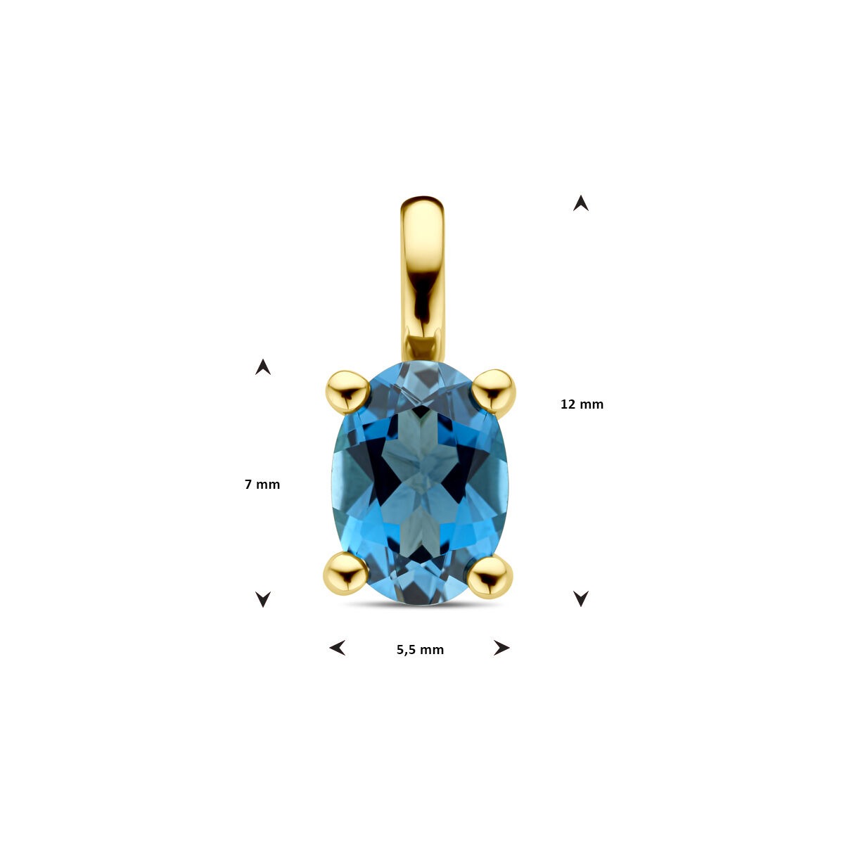 pendentif en or jaune 14k avec topaze London Blue