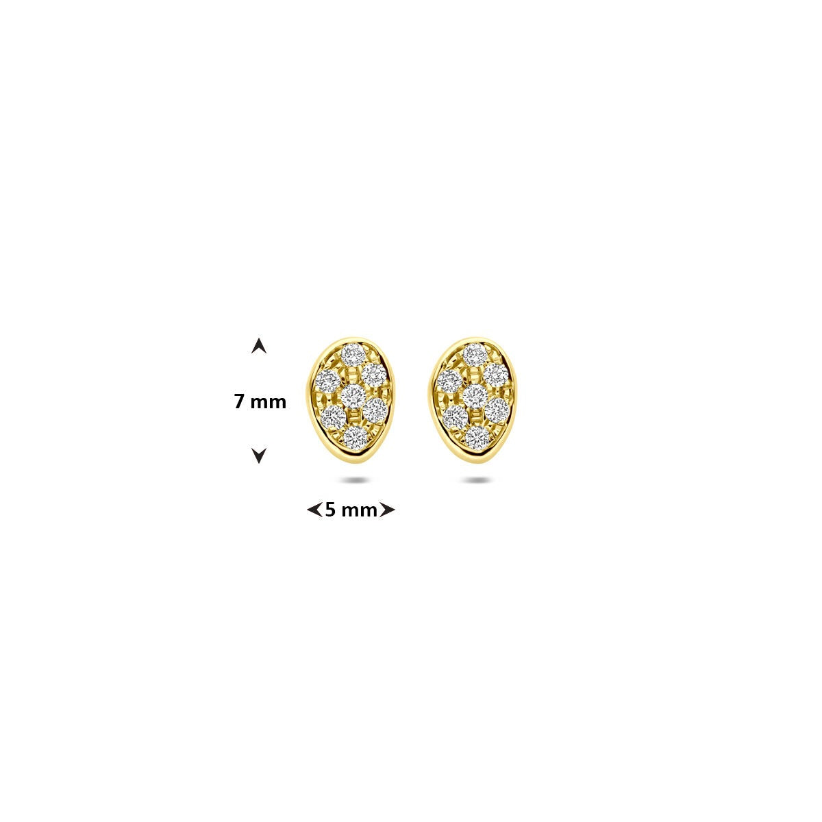 puces d'oreilles en or jaune 14k avec diamant serti pavé