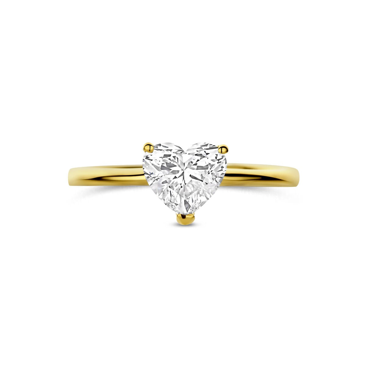 Bague en or jaune 14k avec diamant lab grown en forme de cœur 1.00ct