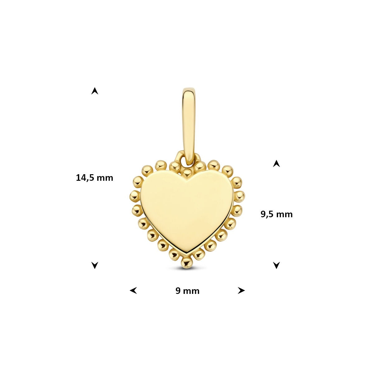 Pendentif en or jaune 14k en forme de cœur