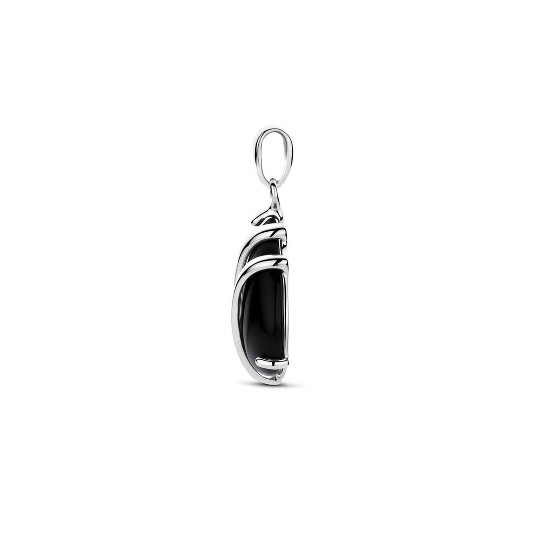 Zilveren hanger met onyx – gerhodineerd 925 zilver