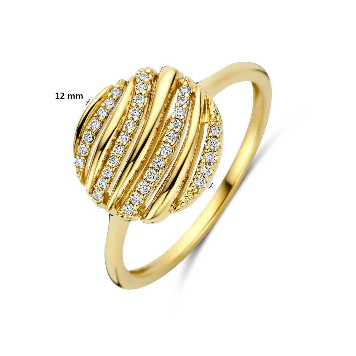 Bague en or jaune 14k avec diamant 0.09ct design rond