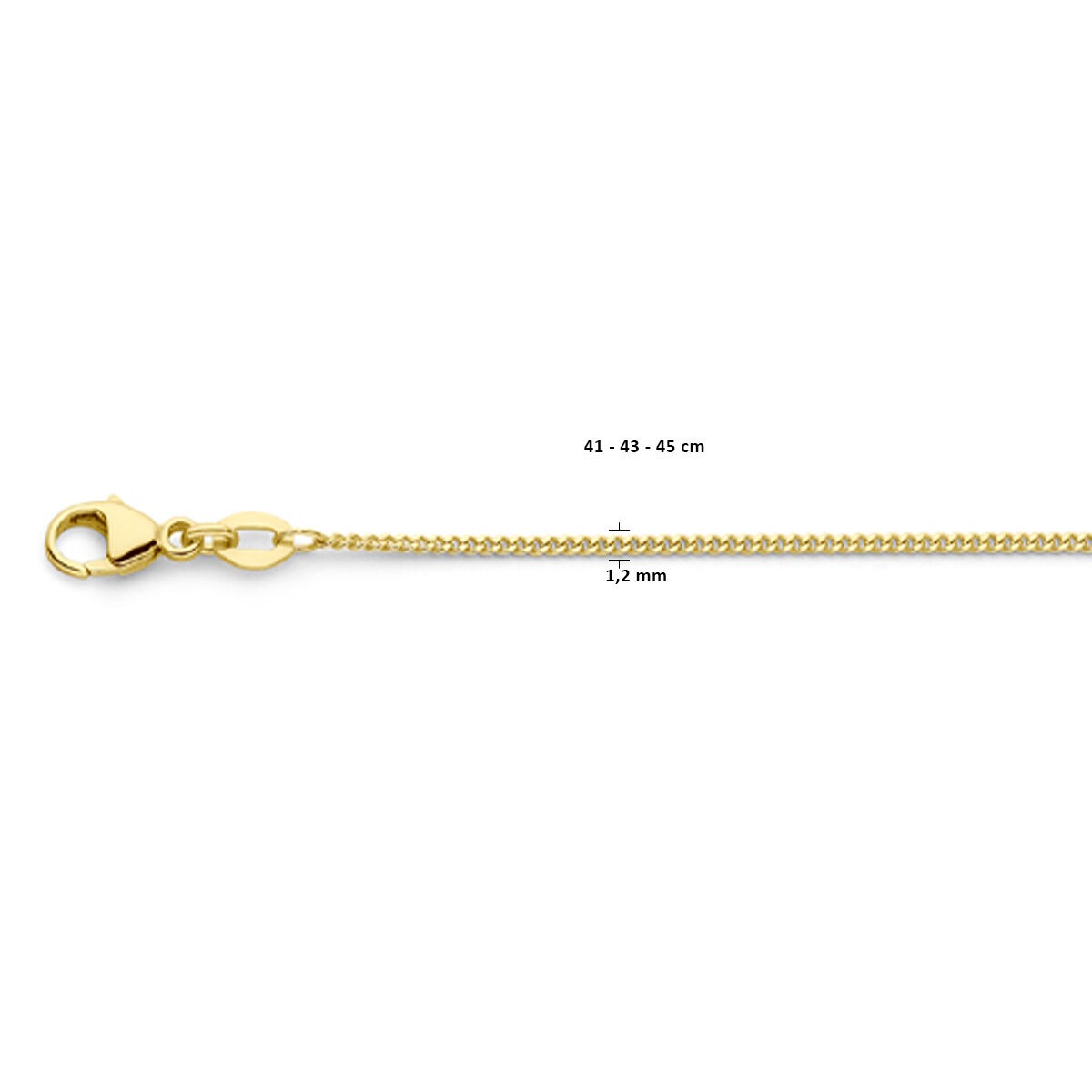 collier en or 18k pour femme – gourmette 45 cm
