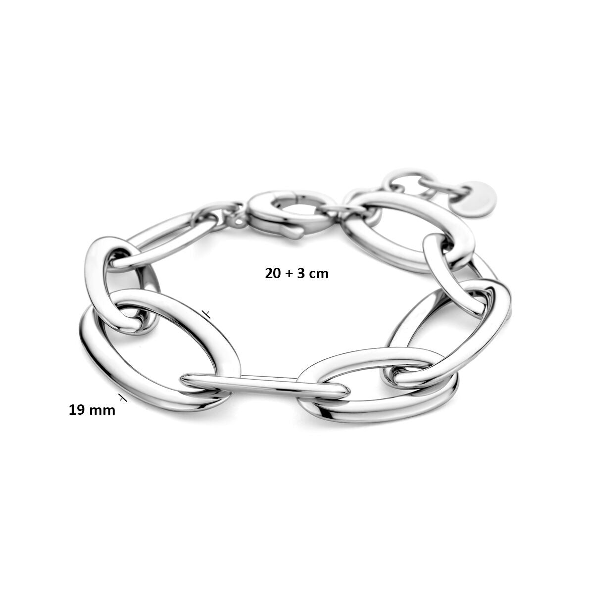 Bracelet pour femme en argent rhodié – large maille ancre